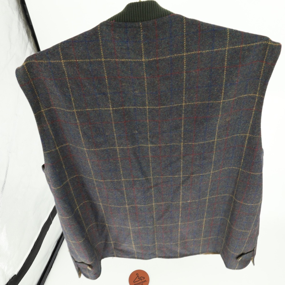 J. Peterman Wool Blend Tweed Shooting Vest XL Plaid Utility Equestrian Gorpcore - Picture 4 of 13